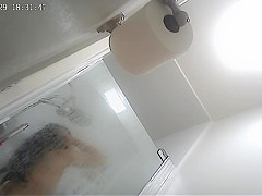 Japanese amateur wife getting undressed and dressed in shower