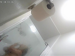 Japanese amateur wife getting undressed and dressed in shower