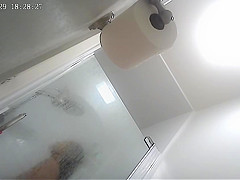 Japanese amateur wife getting undressed and dressed in shower