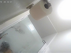 Japanese amateur wife getting undressed and dressed in shower
