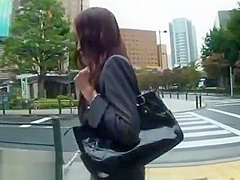 Japanese secretary car blowjob in pantyhose