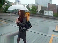 Japanese secretary car blowjob in pantyhose