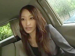 Japanese secretary car blowjob in pantyhose