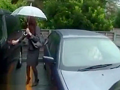 Japanese secretary gives blowjob in boss car