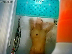 Japanese wife undressing and dressing for shower