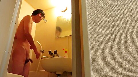 Japanese guy Ruki take a shower 