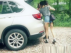 Jizzdrenched teen 18+ hardfucked in the woods