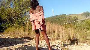 Juicy ebony in tribal paint gets a bwc creampie public close up POV Ella B