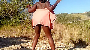 Juicy ebony in tribal paint gets a bwc creampie public close up POV Ella B