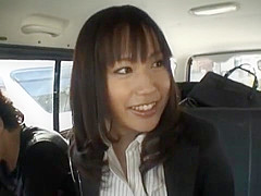 Kasumi Uemura Japanese office lady is a kinky chick who enjoys car sex!
