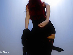 Kitty Moon In Black Mini Dress - Redhead Dancing Upskirt Teasing And Masturbation