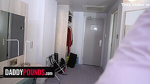 Lacey Amour In Gorgeous Blonde Housekeeper Fucks Her First Ever Sugar-Step daddy In His Hotel Room