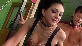 Leather Beauty Gives Nice Treatment To Her Slave - FemdomSex