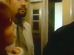 Lewd lovers fuck in the elevator