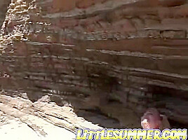 Little Summer fingered Pussy closeup in beach