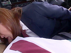 Little whore sucks cock in a car