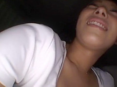 Mai Yuzuki Asian model gives a blowjob in the car