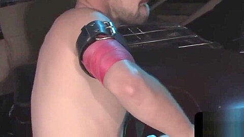 Maledom stud fisting BDSM slave from behind