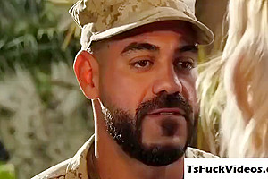 Marissa Minx - Busty T Girl Gives Her Army Bj And A