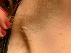 Marlee Displays And Grooms Her Massive Amount Of Body Hair With Cute Pussy
