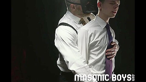MasonicBoys - 3 suited DILFs use & raw fuck cute twink boy