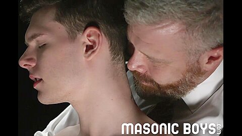 MasonicBoys - 3 suited DILFs use & raw fuck cute twink boy