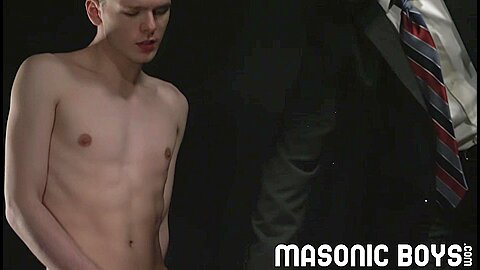 MasonicBoys - 3 suited DILFs use & raw fuck cute twink boy