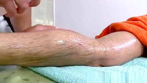 Massage scene with licking and strong contact