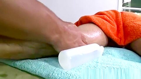 Massage scene with licking and strong contact