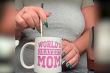 Mature Step mom Gets Her Big Tits Out While Making Morning Coffee