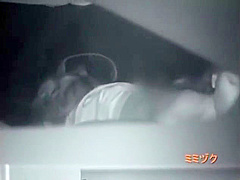 Midnight outdoor couples car sex