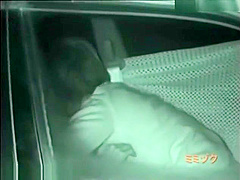 Midnight outdoor couples car sex
