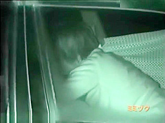 Midnight outdoor couples car sex