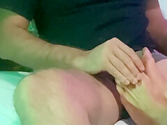 Milf & Fetish  She Jerks Me Off With Her Feet And Massages My Balls While Showing Me Her Pussy
