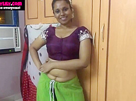 Mumbai Maid Horny Lily Jerk Off Instruction In Sari In Clear Hindi Tamil