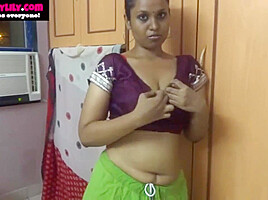Mumbai Maid Horny Lily Jerk Off Instruction In Sari In Clear Hindi Tamil