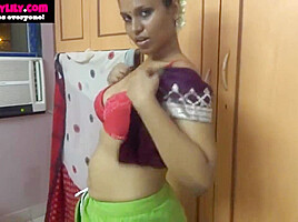 Mumbai Maid Horny Lily Jerk Off Instruction In Sari In Clear Hindi Tamil
