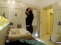My Amazingly Hot Petite Girlfriend Came To Visit Me To Try On Miniskirt And Stockings No Panties