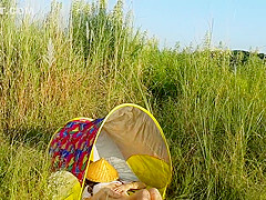 NO PANTIES Biking to my hidden SunBath spot# My PUSSY like Sun Tanning:)