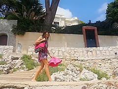 NO PANTIES under Dress & masturbation on PUBLIC trail