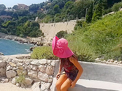 NO PANTIES under Dress & masturbation on PUBLIC trail