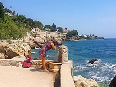NO PANTIES under Dress & masturbation on PUBLIC trail