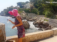 NO PANTIES under Dress & masturbation on PUBLIC trail