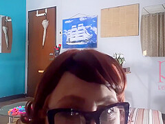 Naked Secretary In The Office Puts On Underwear, Stockings, Office Attire  3