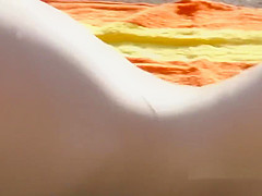 Naked blonde amateur babe spied by the pool