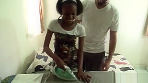 Natural-titted African ebony makes pause and gets some hardcore action with her boyfrined