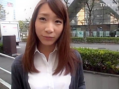 Naughty office lady enjoys car sex in pov blowjob