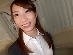 Naughty office lady enjoys car sex in pov blowjob