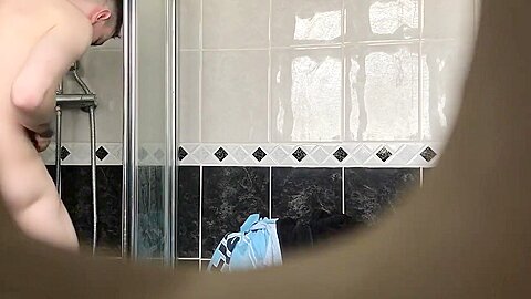 Neighbour Spies on Young Guy having Shower