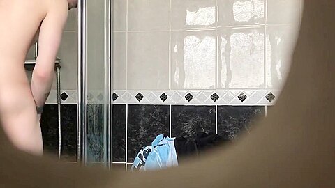 Neighbour Spies on Young Guy having Shower